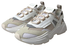 Dolce & Gabbana Sneakers White Beige Leather Sport DAYMASTER Shoes - EU35/US4.5
