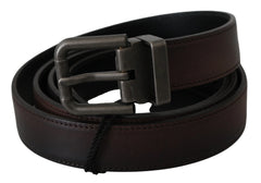 Dolce & Gabbana Solid Brown Leather Gray Buckle Belt - 115 cm / 46 Inches - Belts