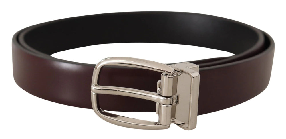 Dolce & Gabbana Solid Brown Leather Silver Metal Belt - 90 cm / 36 Inches - Belts