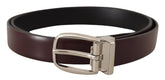 Dolce & Gabbana Solid Brown Leather Silver Metal Belt - 90 cm / 36 Inches - Belts