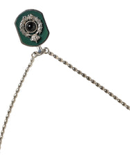 Dolce & Gabbana Sterling Silver 925 Chain Bar Gem Pendant Logo Necklace - Necklaces