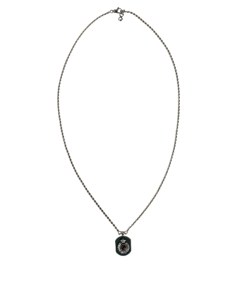 Dolce & Gabbana Sterling Silver 925 Chain Bar Gem Pendant Logo Necklace - Necklaces