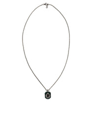 Dolce & Gabbana Sterling Silver 925 Chain Bar Gem Pendant Logo Necklace - Necklaces