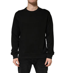 Dolce & Gabbana Sweater Black Cotton Crewneck Sweatshirt - IT52 | XL