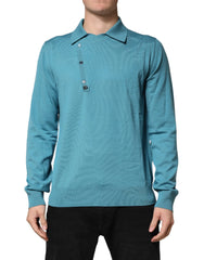 Dolce & Gabbana Teal Wool Collared Polo Pullover Sweater - IT52 | XL