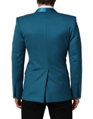 Dolce & Gabbana Teal Wool Double Breasted Formal Coat Blazer - IT46 | S
