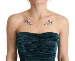 Dolce & Gabbana Turquoise Bustier Bodice Draped Midi Dress - Dresses
