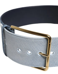 Dolce & Gabbana Two Tone Blue Denim Gold Metal Buckle Belt - Belts