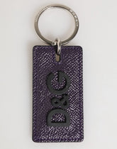 Dolce & Gabbana Violet Leather Logo Metal Ring Men Keychain Keyring