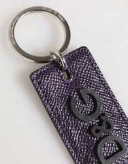 Dolce & Gabbana Violet Leather Logo Metal Ring Men Keychain Keyring - Keychains