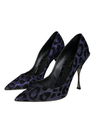 Dolce & Gabbana Violet Leopard Lurex High Heels Pumps Shoes - EU37/US7 - Heels