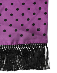 Dolce & Gabbana Violet Polka Dot Fringes Neck Foulard Scarf