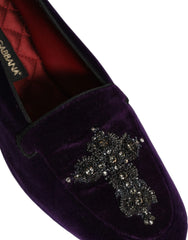 Dolce & Gabbana Violet Suede Embellished Dress Loafers Shoes - EU41/US8