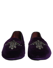 Dolce & Gabbana Violet Suede Embellished Dress Loafers Shoes - EU41/US8
