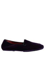 Dolce & Gabbana Violet Velvet Slip On Men Flats Loafers Shoes - EU43/US10