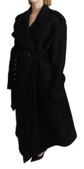 Dolce & Gabbana Virgin Wool Black Blazer Trenchcoat Jacket - IT40 | M