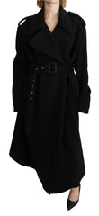 Dolce & Gabbana Virgin Wool Black Blazer Trenchcoat Jacket - IT40 | M