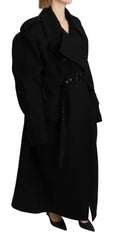 Dolce & Gabbana Virgin Wool Black Blazer Trenchcoat Jacket - IT40 | M - Trench Coats