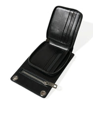 Dolce & Gabbana Wallet Black Horse Leather Zip Logo Cross Body Phone Slot - Wallets