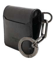 Dolce & Gabbana Wallet Black Leather Logo Embossed Key Chain Card Holder Wallet - Wallets