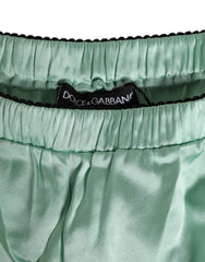 Dolce & Gabbana Water Green Satin Black Lace Trim Underwear - IT3 | M - Boyshorts