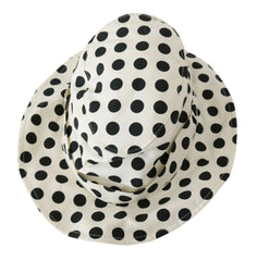 Dolce & Gabbana White 100% Cotton Polka Dot Design Trilby Hat - 60 cm|XL - Trilbies