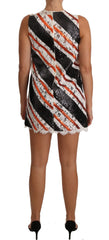 Dolce & Gabbana White and orangeSequin Floral Lace Embellished Shift dress - IT40|S - Dresses