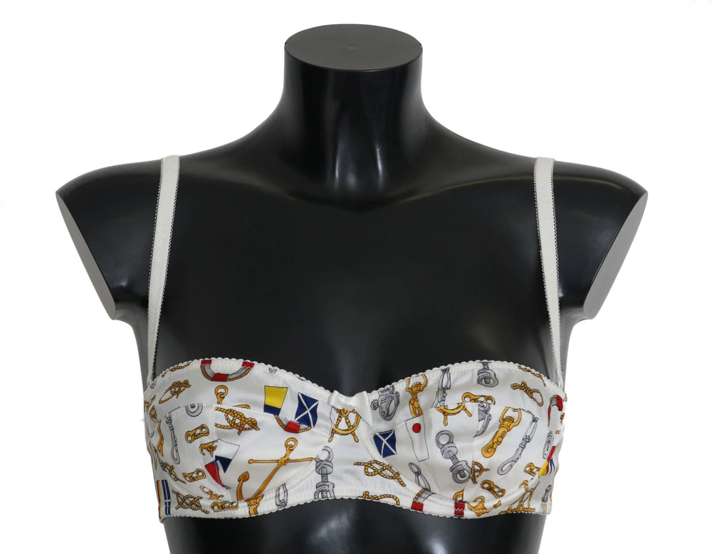 Dolce & Gabbana White Balconcino Sailor Print Underwear - IT3 | M - Bras