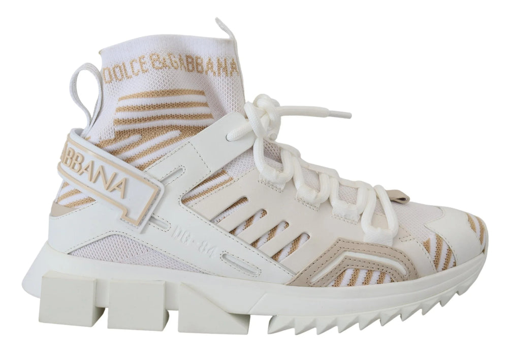 Dolce & Gabbana White Beige Sorrento Sneakers Shoes - EU39/US6 - Sneakers