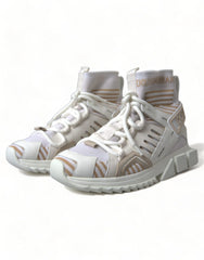 Dolce & Gabbana White Beige Sorrento Socks Sneakers Shoes - EU37/US6.5