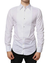 Dolce & Gabbana White Bib Cotton Poplin Formal Dress Shirt - IT39 | S - Shirts