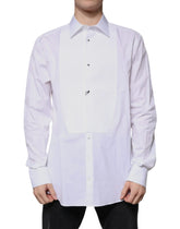 Dolce & Gabbana White Bib Cotton Poplin GOLD Formal Shirt - IT37 | XS - Shirts