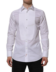 Dolce & Gabbana White Bib Cotton Poplin GOLD Formal Shirt - IT37 | XS - Shirts