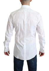 Dolce & Gabbana White Bib Cotton Poplin Men Formal Shirt - Shirts