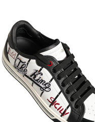 Dolce & Gabbana Zapatillas Deportivas Bajas Con Parche King Logo DG En Cuero Blanco Y Negro