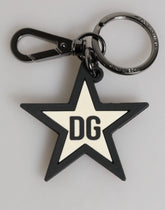 Dolce & Gabbana White Black DG Logo Star Rubber Men’s Keychain Keyring - Keychains