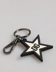 Dolce & Gabbana White Black DG Logo Star Rubber Men’s Keychain Keyring - Keychains