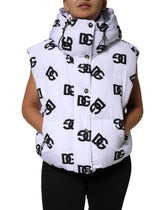 Dolce & Gabbana White Black DG Mania Polyester Puffer Jacket - IT44 | L - Puffer Jackets
