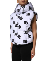 Dolce & Gabbana White Black DG Mania Polyester Puffer Jacket - IT44 | L - Puffer Jackets