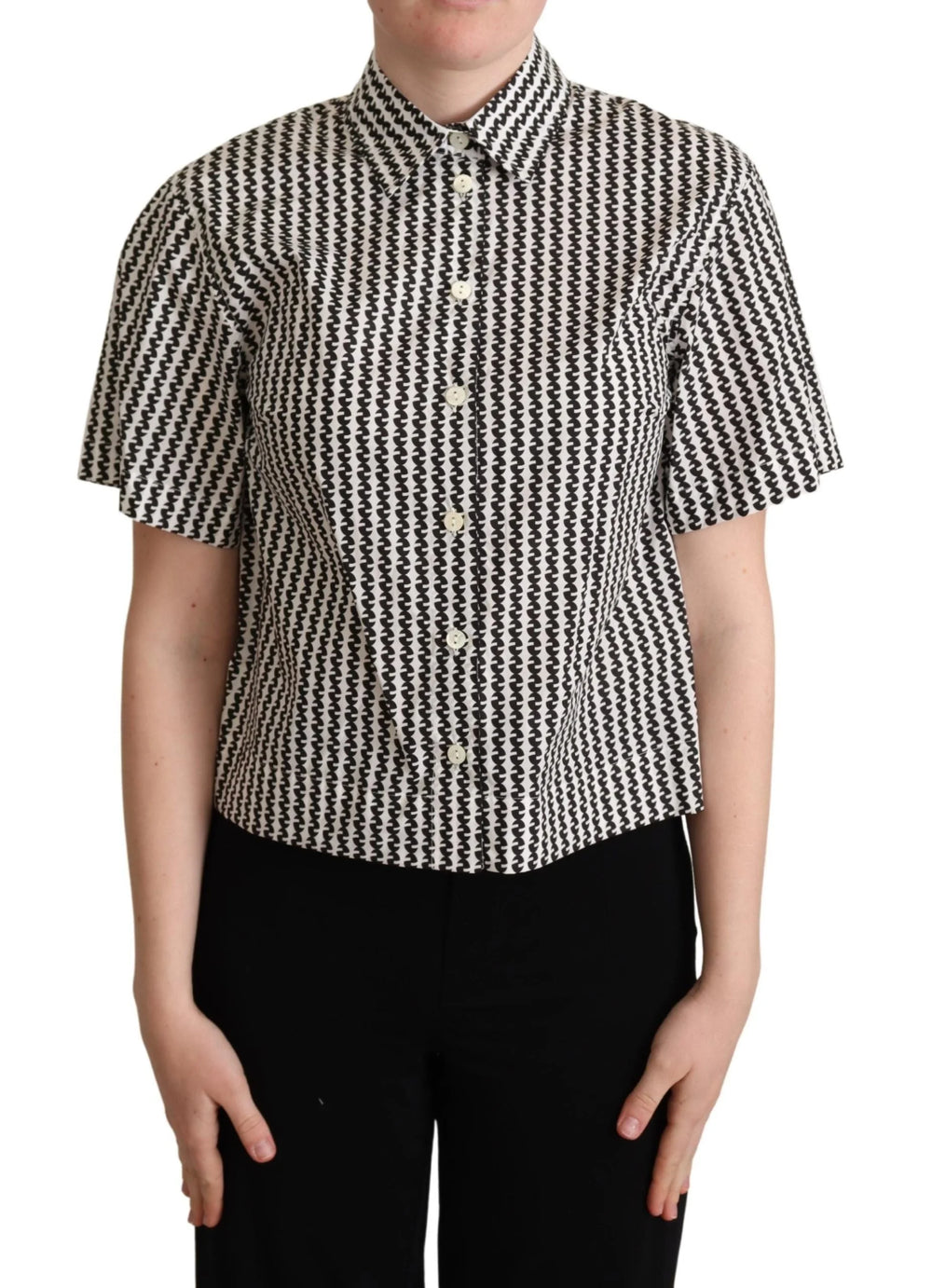 Dolce & Gabbana White Black Fantasy Pattern Shirt - IT40|S - Polos