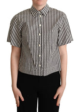 Dolce & Gabbana White Black Fantasy Pattern Shirt - IT40|S - Polos
