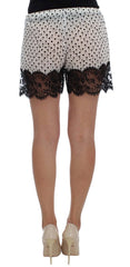 Dolce & Gabbana White Black Floral Lace Silk Sleepwear Shorts - S - Nightgowns