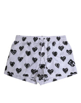 Dolce & Gabbana White Black Heart Print Men Boxer Short Swimwear - IT3 | XS - Swim Boxers