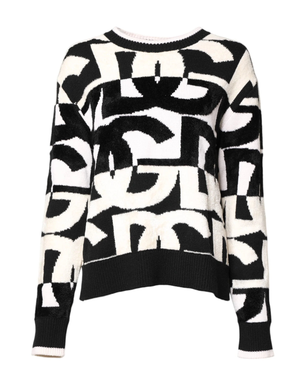 Dolce & Gabbana White Black Logo Print Women Pullover Sweater - IT40|S - Sweaters