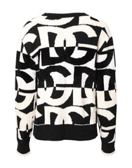 Dolce & Gabbana White Black Logo Print Women Pullover Sweater - IT40|S - Sweaters