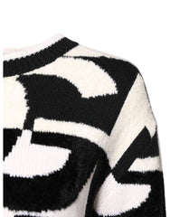 Dolce & Gabbana White Black Logo Print Women Pullover Sweater - IT40|S - Sweaters