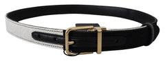 Dolce & Gabbana White Black Patchwork Gold Metal Buckle Belt - 75 cm / 29,5 Inches - Belts