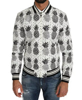 Dolce & Gabbana White Black Pineapple Bomber Coat Jacket - IT44 | XS - Bomber Jackets