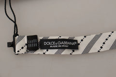 Dolce & Gabbana White Black Polka Dot 100% Silk Neck Papillon Bow Tie - Neckties