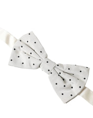 Dolce & Gabbana White Black Polka Dot Polyester Bow Tie Men - Neckties